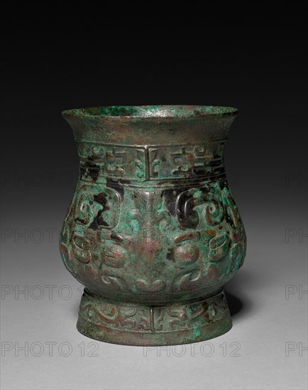 Zun:  Ceremonial Vessel, c. 1023-900 BC. China, Zhou dynasty (c. 1046-256 BC). Bronze; overall: 16 cm (6 5/16 in.).