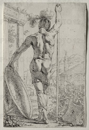 A Soldier Standing, Seen from Behind. Leendert van der Cooghen (Dutch, 1610-1681). Etching