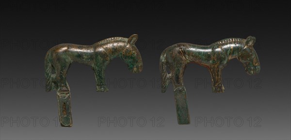 Pair of Wild Horses, c. 100 BC-AD 100. China, Ordos Region, Han dynasty (202 BC-AD 220). Cast bronze; overall: 3.6 cm (1 7/16 in.).