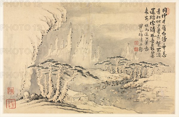 Landscapes in Various Styles after Old Masters, 1690. Mei Qing (Chinese, 1623-1697). Album leaf: ink and color on paper; overall: 28.6 x 44 cm (11 1/4 x 17 5/16 in.).