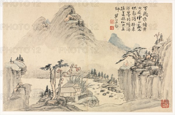 Landscapes in Various Styles after Old Masters, 1690. Mei Qing (Chinese, 1623-1697). Album leaf: ink and color on paper; overall: 28.6 x 44 cm (11 1/4 x 17 5/16 in.).