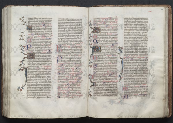 The Gotha Missal:  Fol. 126r, Text, c. 1375. And workshop Master of the Boqueteaux (French). Ink, tempera, and gold on vellum; blind-tooled leather binding; codex: 27.1 x 19.5 cm (10 11/16 x 7 11/16 in.).