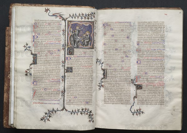 The Gotha Missal:  Fol. 18r, Text, c. 1375. And workshop Master of the Boqueteaux (French). Ink, tempera, and gold on vellum; blind-tooled leather binding; codex: 27.1 x 19.5 cm (10 11/16 x 7 11/16 in.).