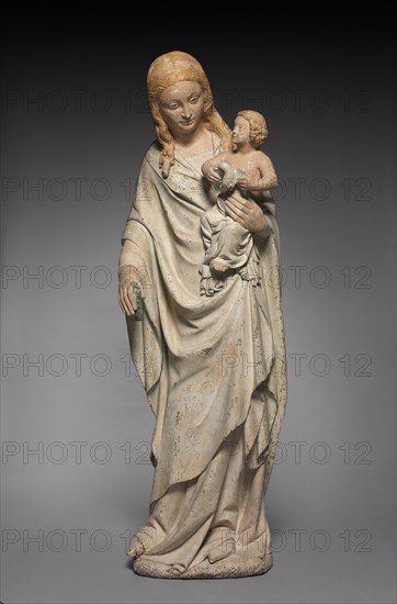 Virgin and Child, c. 1385-1390. France, Loire Valley, 14th century. Limestone with traces of polychromy; overall: 135.3 x 41.3 x 30.5 cm (53 1/4 x 16 1/4 x 12 in.).