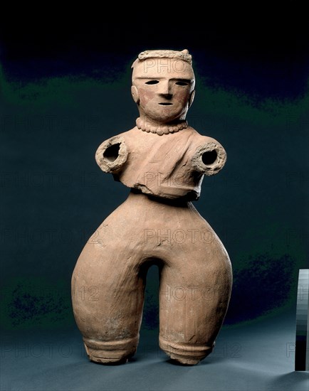 Haniwa Figure of a Female, c. 500s. Japan, Kofun Period (c. 3rd century-538). Earthenware with traces of pigment; overall: 58.4 x 30.5 cm (23 x 12 in.).