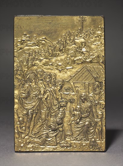 Pax with the Adoration of the Magi, c. 1500. Moderno (Italian, 1467-1528). Gilt bronze; overall: 9.5 x 6.6 cm (3 3/4 x 2 5/8 in.).