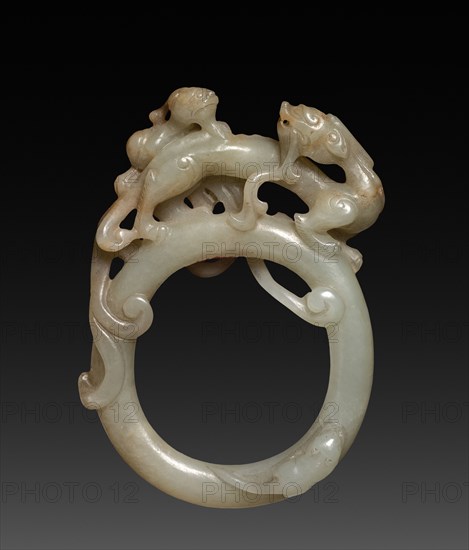 Ring with Carved Dragons (Ch'ih), c. 5th Century. China, Six Dynasties period (317-587). Jade ; overall: 6.4 cm (2 1/2 in.).