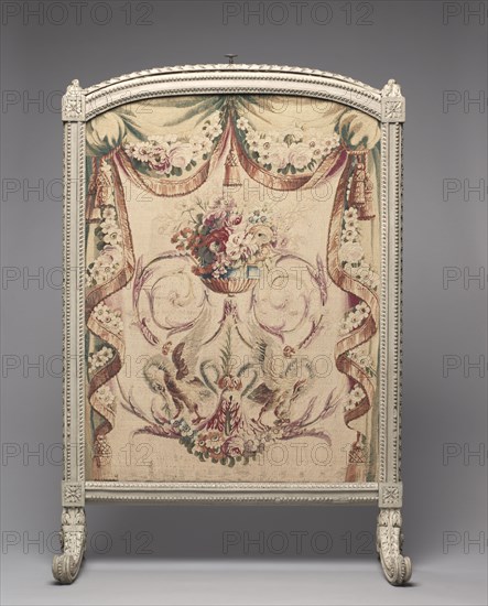 Fire Screen, c. 1785. France, Paris, style of Louis XVI, 18th century. Carved and painted wood with tapestry panel; overall: 109.9 x 73.7 x 41.9 cm (43 1/4 x 29 x 16 1/2 in.).