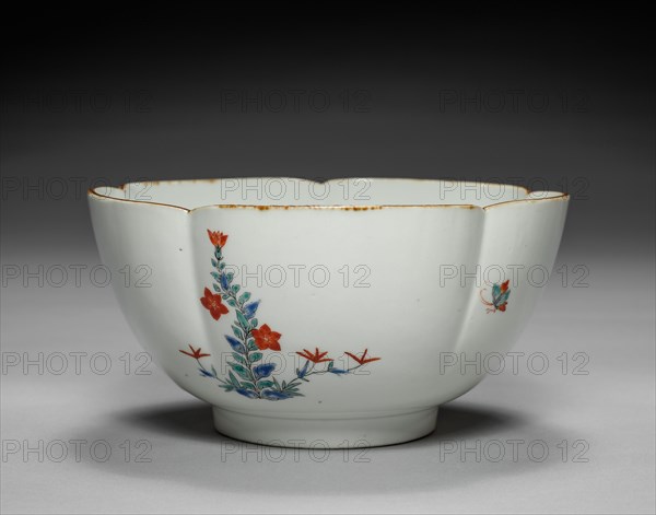 Bowl with Butterflies and Flowers: Kakiemon Type, c. 1700. Japan, Edo Period (1615-1868). Porcelain molded in five lobes, with overglaze enamel decoration; diameter: 18.5 cm (7 5/16 in.); overall: 9.4 cm (3 11/16 in.).