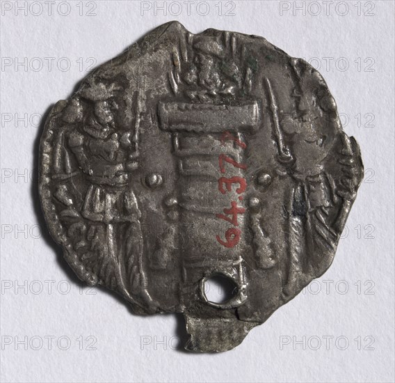 Drachma: Fire Altar (reverse), 303-310. Iran, Sasanian, Reign of Hormizd II, 4th century. Silver; diameter: 2.3 cm (7/8 in.).