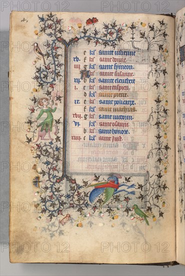 Hours of Charles the Noble, King of Navarre (1361-1425): fol. 2v, February, c. 1405. Master of the Brussels Initials and Associates (French). Ink, tempera, and gold on vellum; codex: 20.3 x 15.7 x 7 cm (8 x 6 3/16 x 2 3/4 in.)