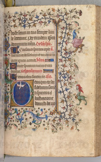 Hours of Charles the Noble, King of Navarre (1361-1425): fol. 260r, Holy Spirit, c. 1405. Master of the Brussels Initials and Associates (French). Ink, tempera, and gold on vellum; codex: 20.3 x 15.7 x 7 cm (8 x 6 3/16 x 2 3/4 in.)