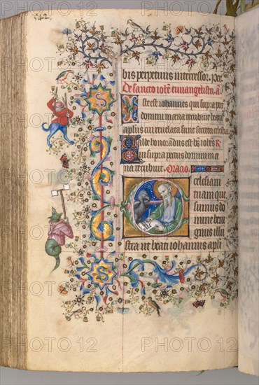 Hours of Charles the Noble, King of Navarre (1361-1425): fol. 265v, St. John the Evangelist, c. 1405. Master of the Brussels Initials and Associates (French). Ink, tempera, and gold on vellum; codex: 20.3 x 15.7 x 7 cm (8 x 6 3/16 x 2 3/4 in.).