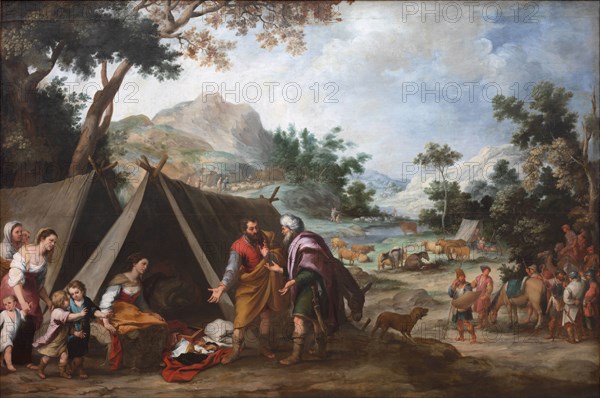 Laban Searching for his Stolen Household Gods, c. 1665-1670. Bartolomé Esteban Murillo (Spanish, 1617-1682). Oil on canvas; framed: 278 x 398 x 14 cm (109 7/16 x 156 11/16 x 5 1/2 in.); unframed: 243 x 362 cm (95 11/16 x 142 1/2 in.).