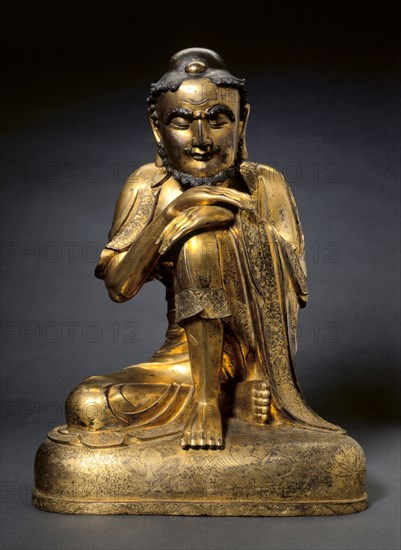 Shakyamuni as an Ascetic, early 1300s. China, Yuan dynasty (1271-1368). Gilt bronze with polychromy; overall: 44.2 x 31.8 cm (17 3/8 x 12 1/2 in.).