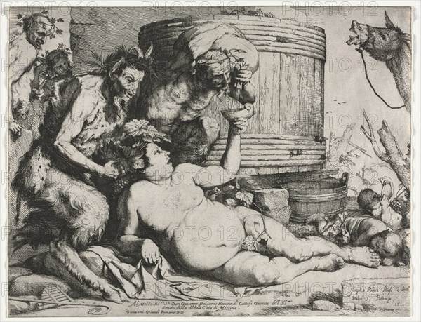 Silenus, 1628. Jusepe de Ribera (Spanish, 1591-1652). Etching