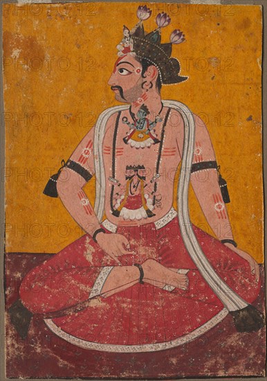 Man Dhata in Yogi Position, c. 1690-1700. India, Pahari, Nurpur, late 17th Century. Ink and color on paper; overall: 20 x 14 cm (7 7/8 x 5 1/2 in.).