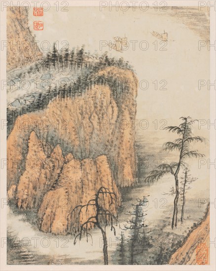 Reminiscences of Qinhuai River, 1642-1707. Shitao (Chinese, 1642-1707). Album leaf, ink and color on Song paper; image: 25.5 x 20.2 cm (10 1/16 x 7 15/16 in.); overall: 33 x 24.3 cm (13 x 9 9/16 in.).