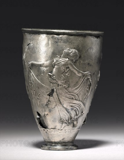 The Vicarello Goblet, late 1st Century BC - early 1st Century. Italy, Vicarello (ancient Aquae Apollinares), Roman, Augustan period. Silver; overall: 12.2 x 7.8 cm (4 13/16 x 3 1/16 in.).