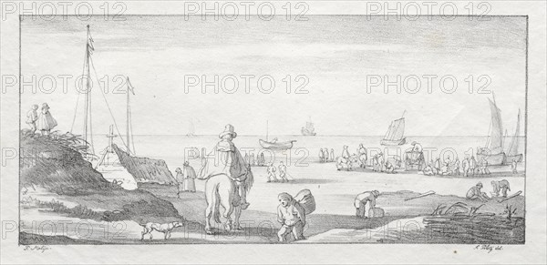 Along a Dutch Shore, 1811-1816. Ferdinand I Piloty (German, 1786-1844), after Pieter Molyn (Dutch, 1595-1661). Lithograph