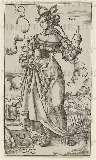 The Wise and Foolish Virgins: The Fifth Foolish Virgin, 1518. Nikolaus Manuel Deutsch (Swiss, c. 1484-1530). Woodcut; image: 18.5 x 10.6 cm (7 5/16 x 4 3/16 in.)