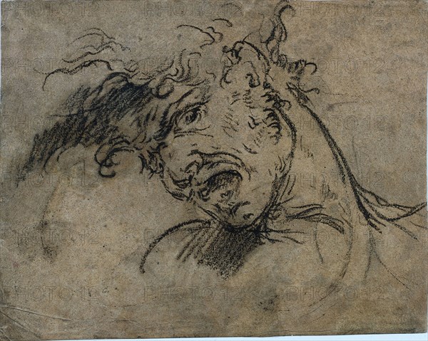 Head of a Screaming Man, 1792. Benjamin West (American, 1738-1820). Black crayon; sheet: 32.3 x 40.7 cm (12 11/16 x 16 in.).