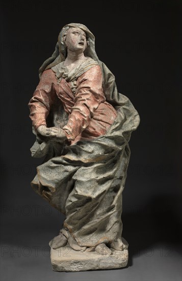 Mourning Mary, c. 1710-1740. Austria, Vienna, 18th century. Stone with traces of original color; overall: 130.2 x 59.3 x 43.2 cm (51 1/4 x 23 3/8 x 17 in.).