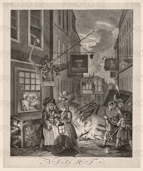 The Four Times of Day:  Night, 1738. William Hogarth (British, 1697-1764). Engraving