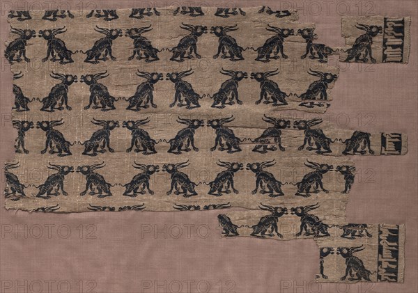 Fragment with Rows of Confronted Rabbits, 900s. Iran or Iraq ?, Buyid period, 10th century. Compound tabby; silk; overall: 57.5 x 41.6 cm (22 5/8 x 16 3/8 in.)