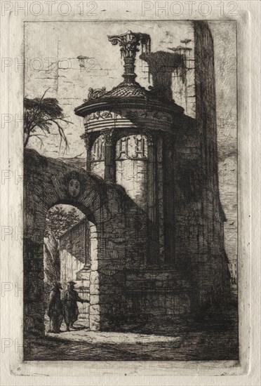 Entrance to the French Capuchin Convent at Athens, 1854. Charles Meryon (French, 1821-1868). Etching
