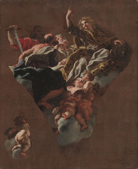 Sketch for "The Four Prophets of Israel" (for Il Gesù, Rome), c. 1675-1677. Giovanni Battista Gaulli (Italian, 1639-1709). Oil on canvas; framed: 81.3 x 68 x 9 cm (32 x 26 3/4 x 3 9/16 in.); unframed: 67.3 x 55 cm (26 1/2 x 21 5/8 in.).