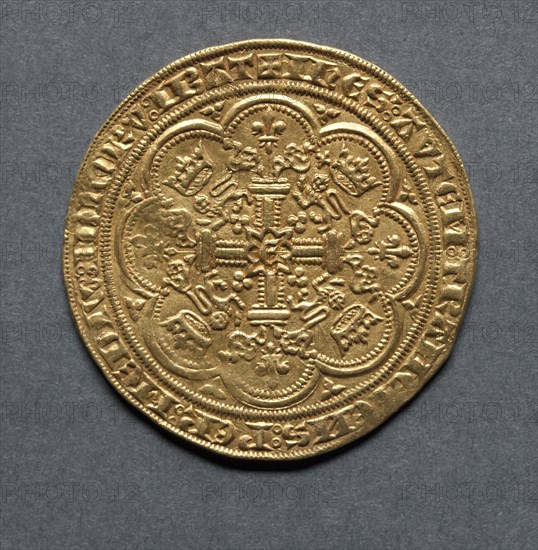 Noble (reverse), 1351. England, Edward III, 1327-1377. Gold