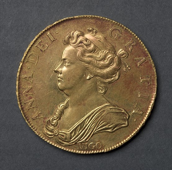 Five Guineas (obverse), 1703. England, Anne, 1702-1714. Gold