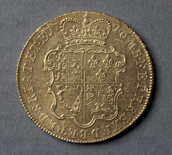 Five Guineas (reverse), 1746. England, George II, 1727-1760. Gold