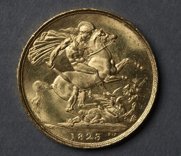 Two Pounds (reverse), 1823. Benedetto Pistrucci (Italian, 1784-1855). Gold