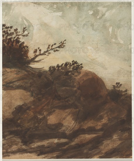 Sunset Over the Hill, last half 1800s. Alphonse Legros (French, 1837-1911). Watercolor and gouache; sheet: 44 x 36.4 cm (17 5/16 x 14 5/16 in.); secondary support: 44 x 36.4 cm (17 5/16 x 14 5/16 in.).