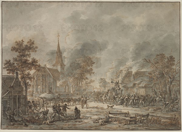 Pillaging Soldiers, 1794. Dirk Langendijk (Dutch, 1748-1805). Pen and brown ink and brush and gray and black wash; framing lines in brown ink; sheet: 23.8 x 33.3 cm (9 3/8 x 13 1/8 in.).