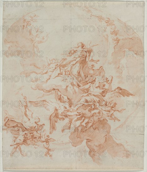 The Assumption of the Virgin, c. 1754. Carlo Innocenzo Carlone (Italian, 1686-1775). Red chalk and brush and red chalk wash over traces of black chalk; squared in black chalk; sheet: 31.3 x 26.4 cm (12 5/16 x 10 3/8 in.).