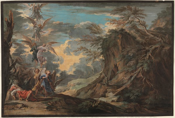Jacob's Dream, c. 1720. Joseph Goupy (British, 1686-bef.1770). Gouache on brown kidskin; sheet: 28.5 x 42 cm (11 1/4 x 16 9/16 in.).