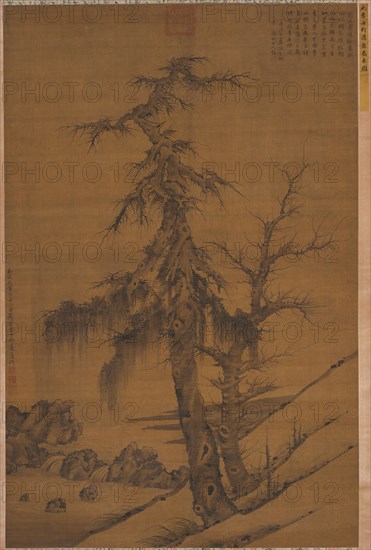 Old Trees by a Cool Spring, 1326. Li Shixing (Chinese, 1283-1328). Hanging scroll, ink on silk; image: 165.7 x 108.6 cm (65 1/4 x 42 3/4 in.).