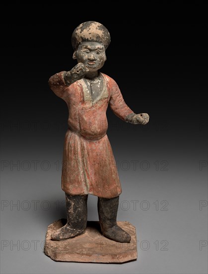 Groom (Tomb Figure), late 6th - early 7th Century. China, Sui dynasty (581-618) - Tang dynasty (618-907). Buff earthenware with polychromy; overall: 21 x 8.3 cm (8 1/4 x 3 1/4 in.).