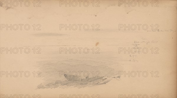 Sketchbook, page 04: Sea Scape with Color Notations, 1859. Sanford Robinson Gifford (American, 1823-1880). Graphite;