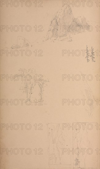 Sketchbook, page 09: Mountians and Rocks , 1859. Sanford Robinson Gifford (American, 1823-1880). Graphite;