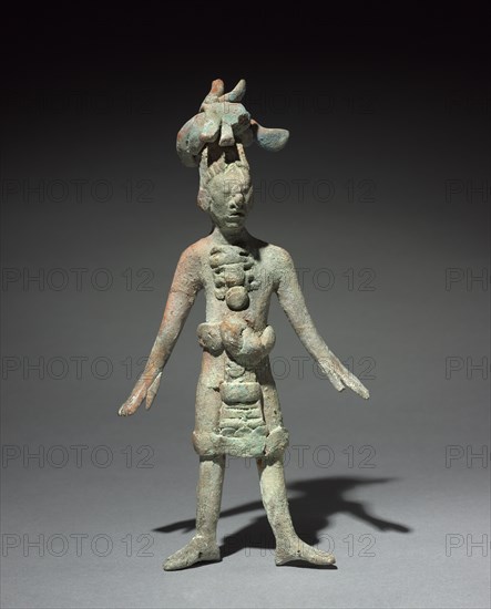 Jaina Figure, 600s-700s. Maya, Late Classic, 7th-8th Century. Terracotta; overall: 18.5 x 10 cm (7 5/16 x 3 15/16 in.).