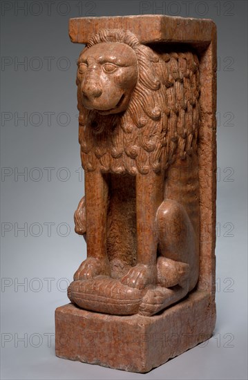 Supporting Lion, style of the 13th century. Italy, style of the 13th century. Pink limestone (known as "Verona Marble"); overall: 141 x 44.8 x 63.5 cm (55 1/2 x 17 5/8 x 25 in.)