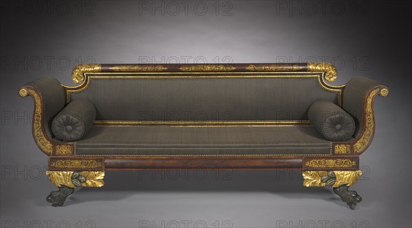 Sofa, c. 1820. America, New York, Empire style, 19th century. Wood with painted and gilded decoration; overall: 85.1 x 195.5 x 63.6 cm (33 1/2 x 76 15/16 x 25 1/16 in.).