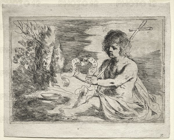 St. John the Baptist, 1650s. Guercino (Italian, 1591-1666). Etching