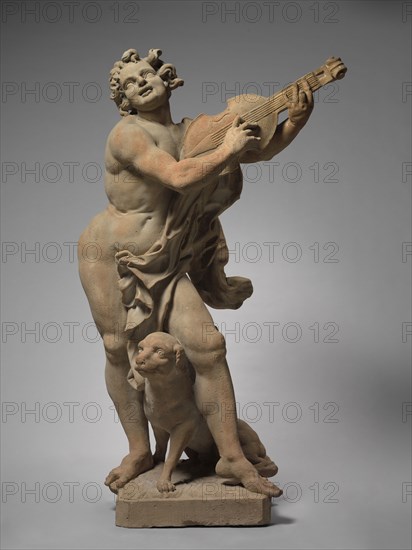 Orpheus and Cerberus, c. 1765. Ferdinand Dietz (German, 1708-1777). Sandstone ; with base: 304.8 cm (120 in.); base: 38.1 x 102.9 x 102.9 cm (15 x 40 1/2 x 40 1/2 in.); without base: 182.9 x 106.7 x 61 cm (72 x 42 x 24 in.); pedestal: 89.5 x 88.9 x 88.9 cm (35 1/4 x 35 x 35 in.).