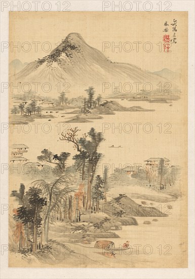 Landscape, 1815. Shunkin Uragami (Japanese, 1779-1846). Album leaf; ink and light color on ivory silk; sheet: 24.9 x 17.4 cm (9 13/16 x 6 7/8 in.).