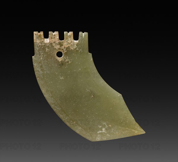 Dagger-Axe Shaped Pendant, 12th-10th Century BC. China, Shang dynasty (c.1600-c.1046 BC) - Western Zhou dynasty (c.1046-771 BC). Jade; overall: 7.3 cm (2 7/8 in.).